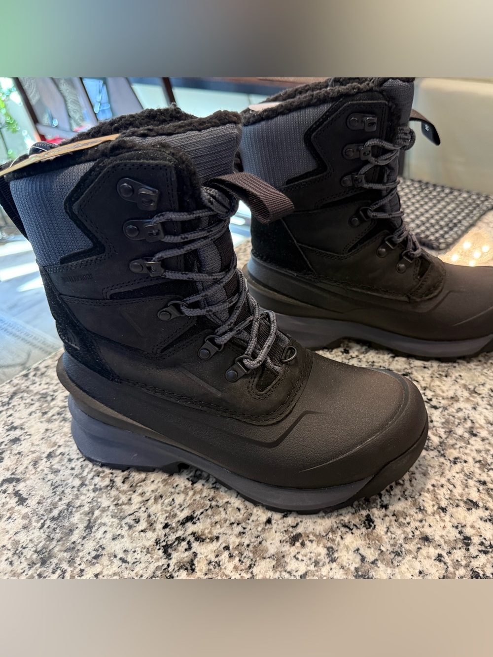 New North face  Womens Black Winter Lace-Up Waterproof Boots